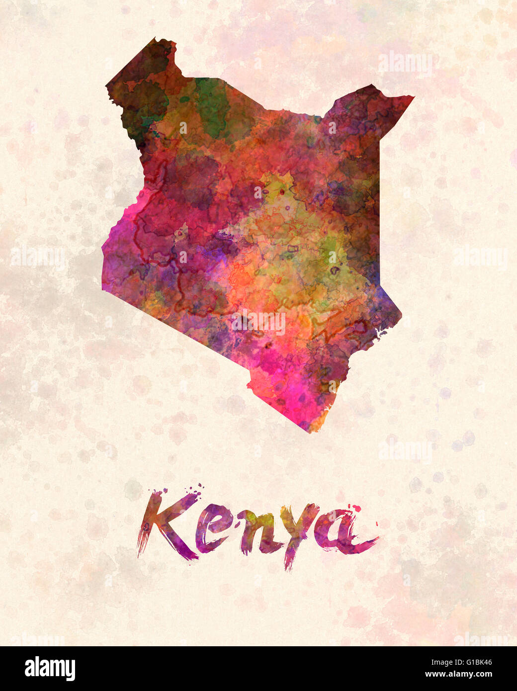 Kenia in Aquarell Stockfoto