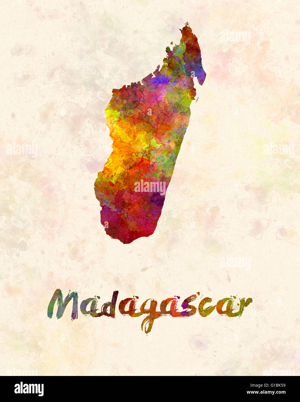 Madagaskar in Aquarell Stockfoto