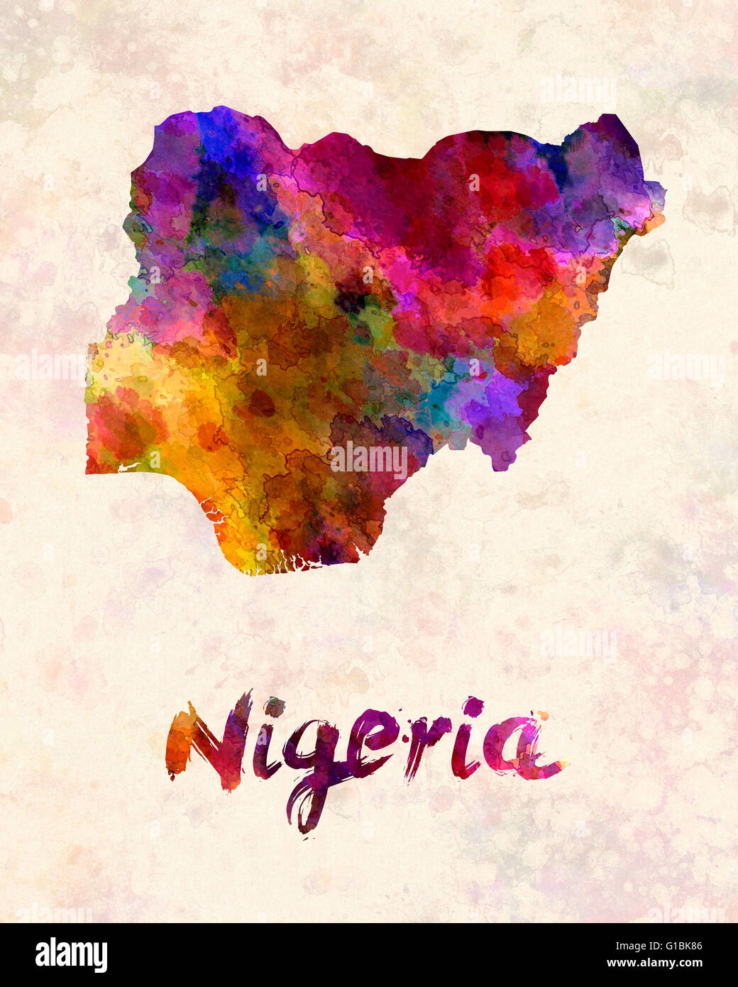 Nigeria in Aquarell Stockfoto