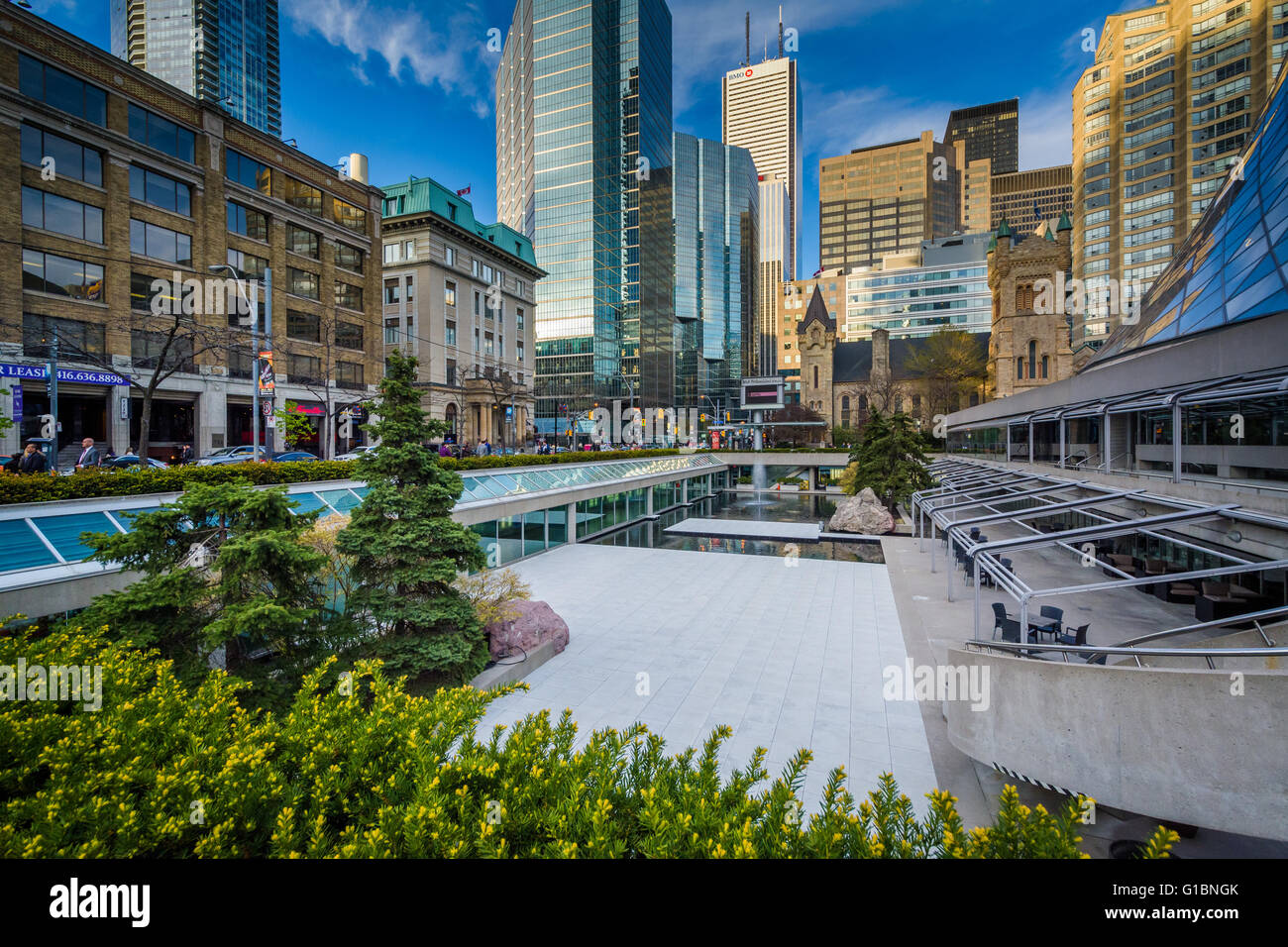 David Pecaut Square und moderne Gebäude in der Innenstadt von Toronto, Ontario. Stockfoto