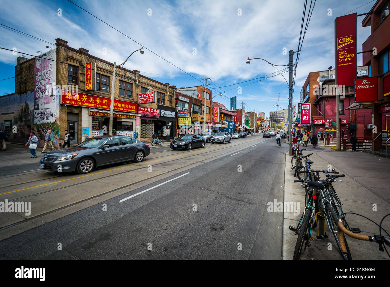 Dundas Street West, in Chinatown, Toronto, Ontario. Stockfoto