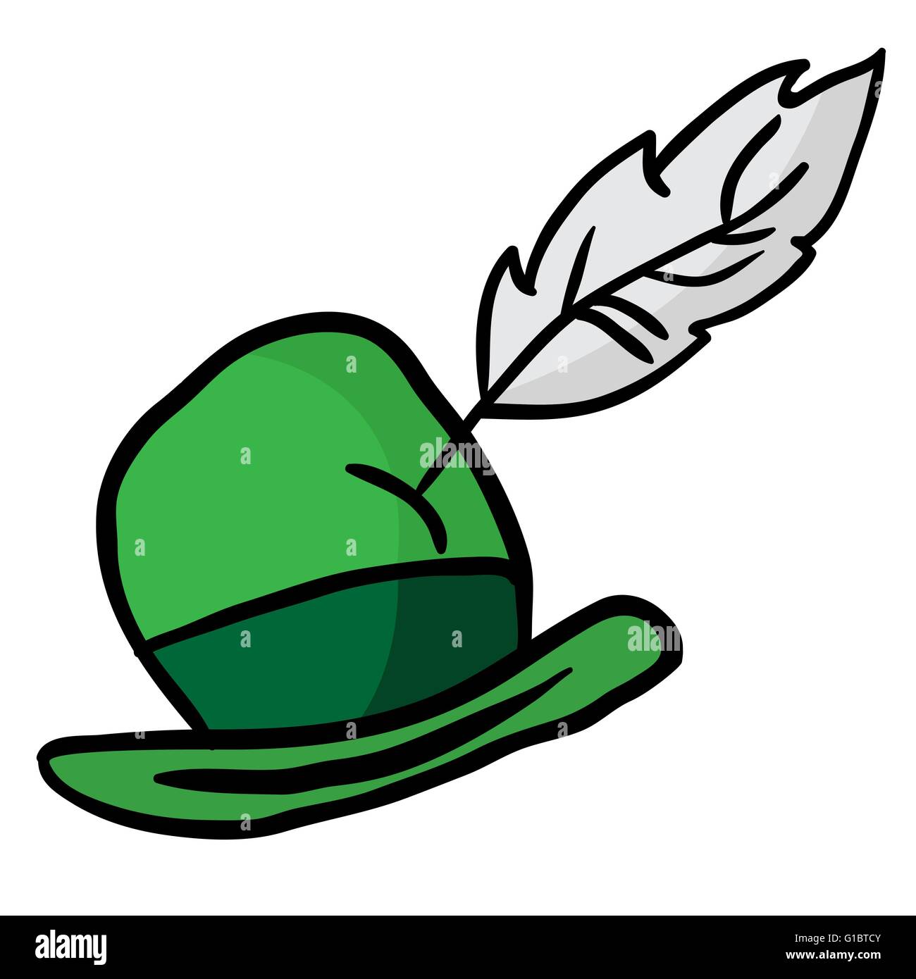 grünen Hut mit Feder Stock Vektor
