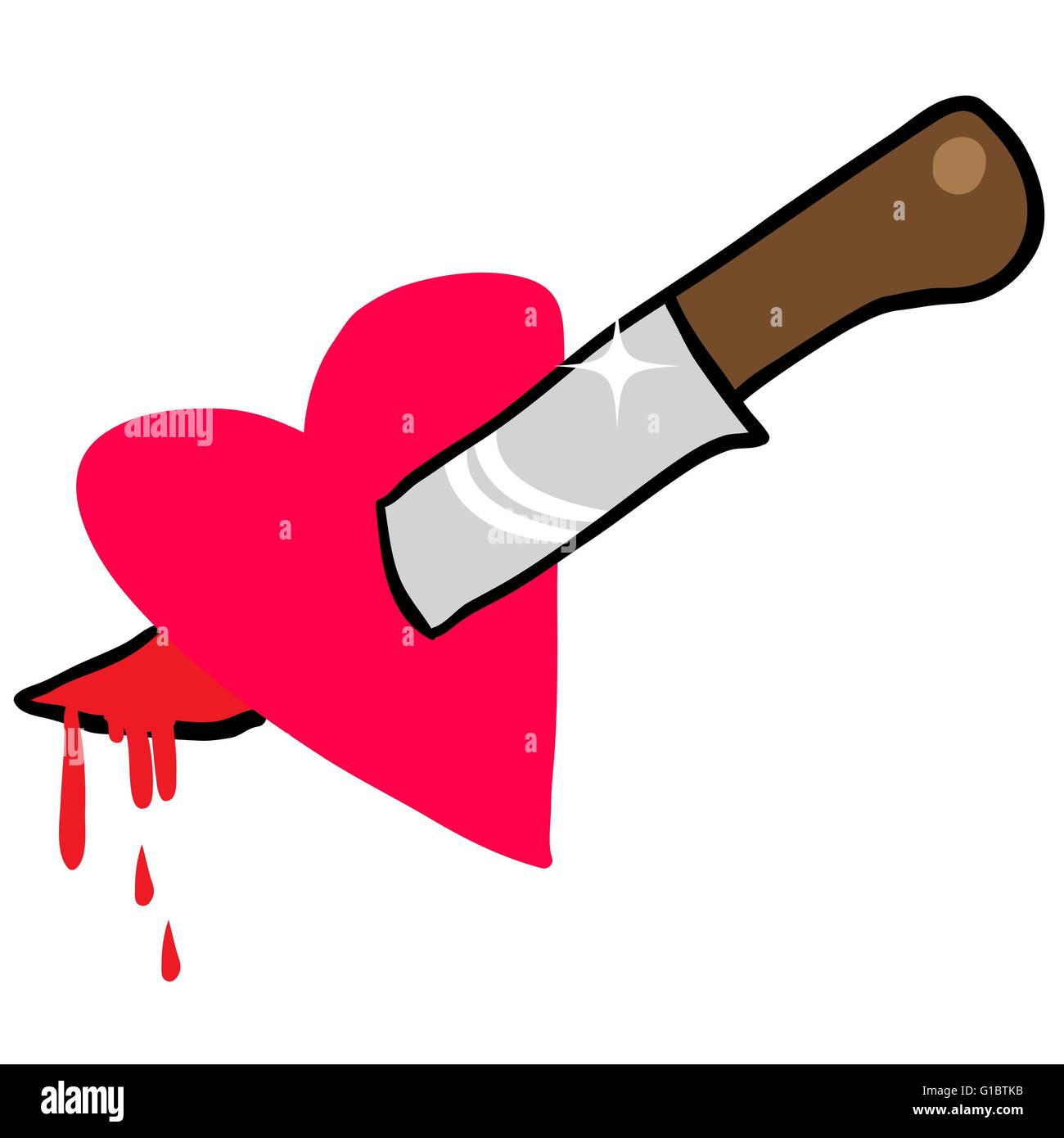 Messer durch Herz Cartoon illustration Stock Vektor