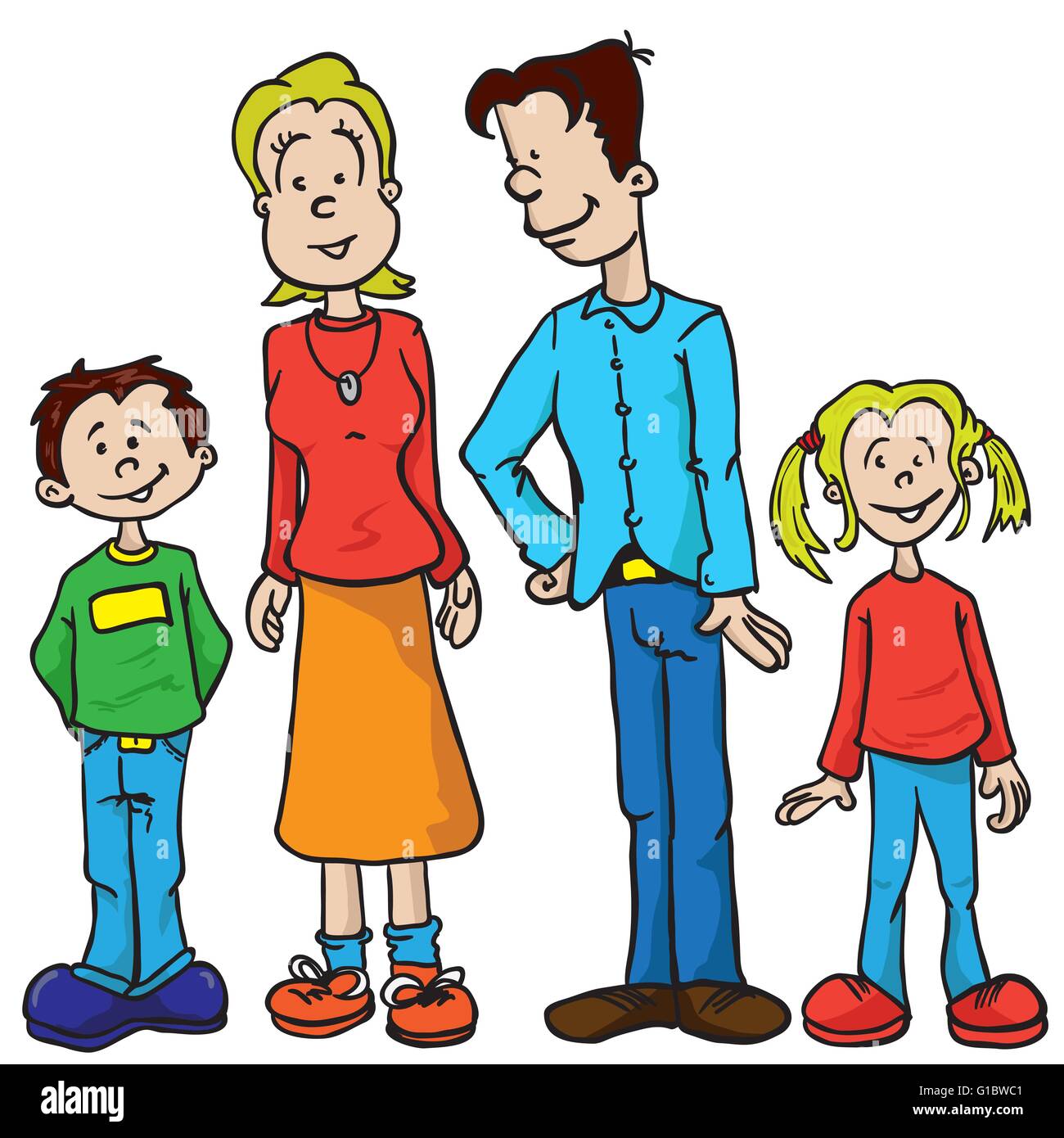 Cartoon illustration pretty woman handsome -Fotos und -Bildmaterial in