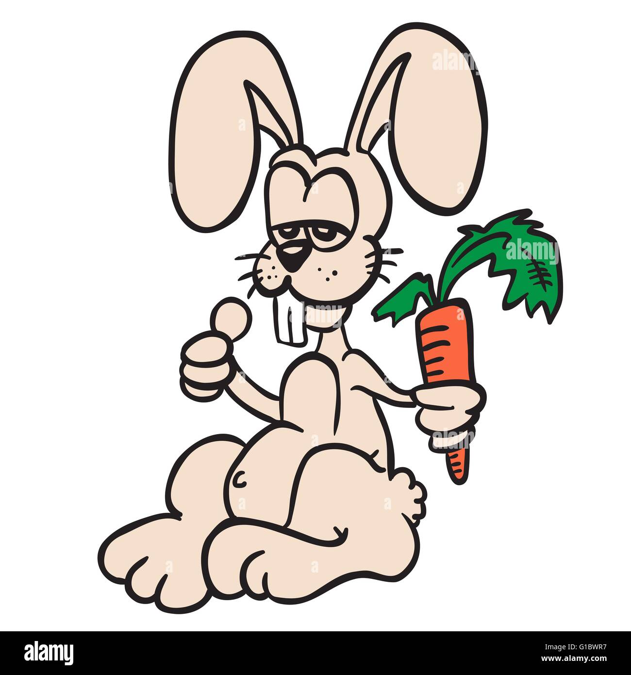 Kaninchen halten eine Karotte-Karikatur Stock Vektor