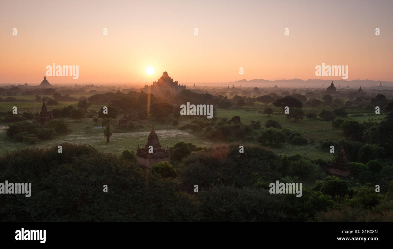 Sonnenaufgang über der Dhammayangyi Tempel in Bagan, Myanmar Stockfoto