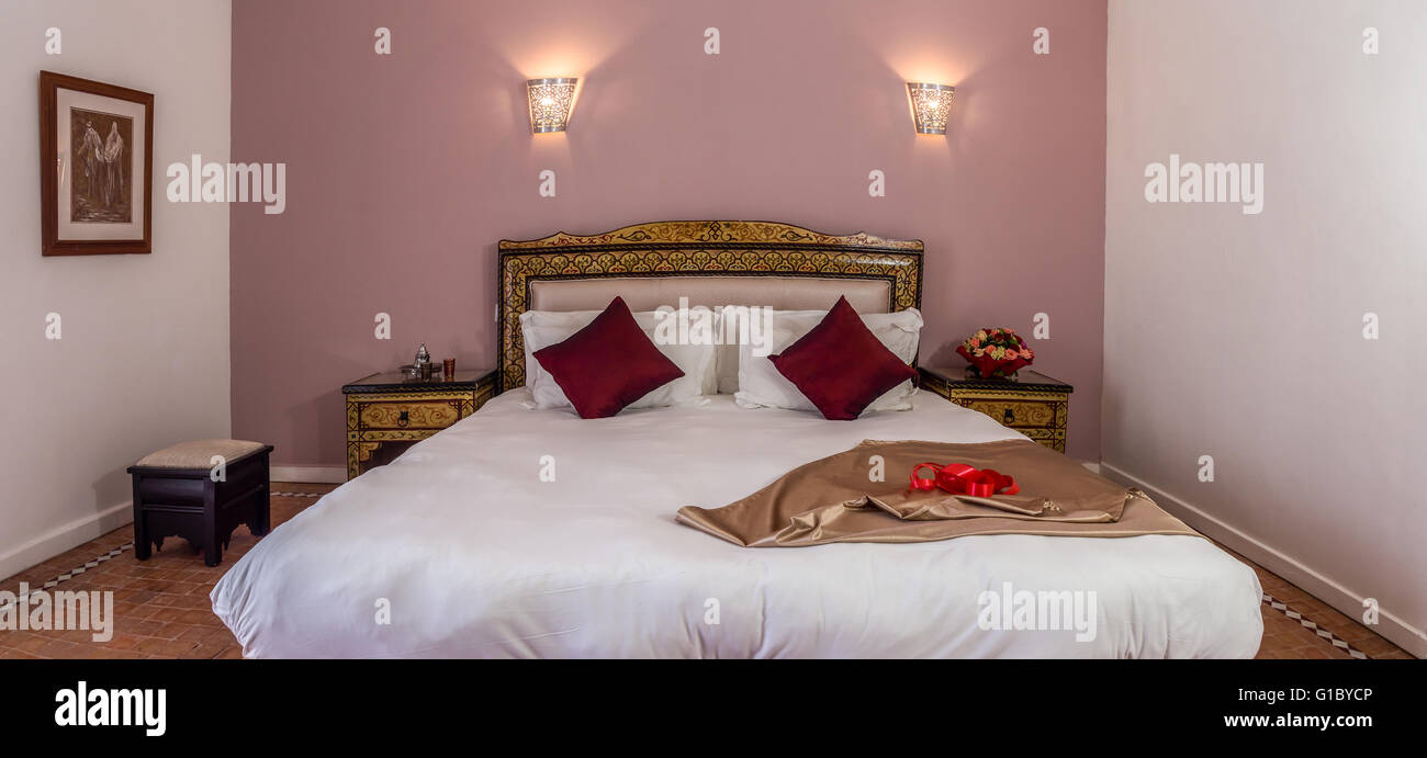 Deluxe Doube Zimmer des fünf-Sterne-Hotel in Marokko Stockfoto