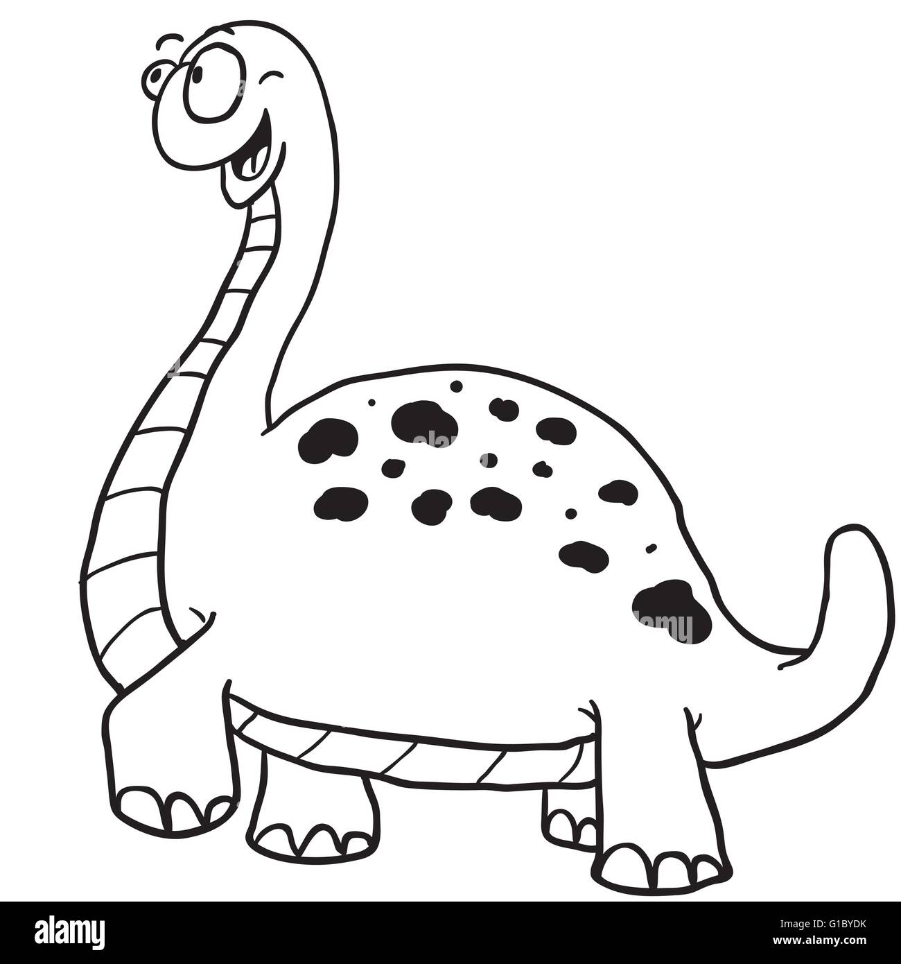 einfache Schwarz-weiß Dinosaurier cartoon Stock Vektor