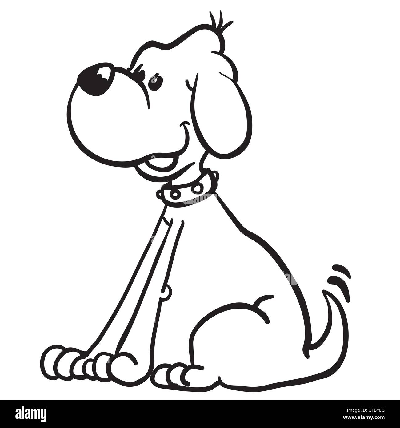 einfache Schwarz-weiß Hund cartoon Stock Vektor