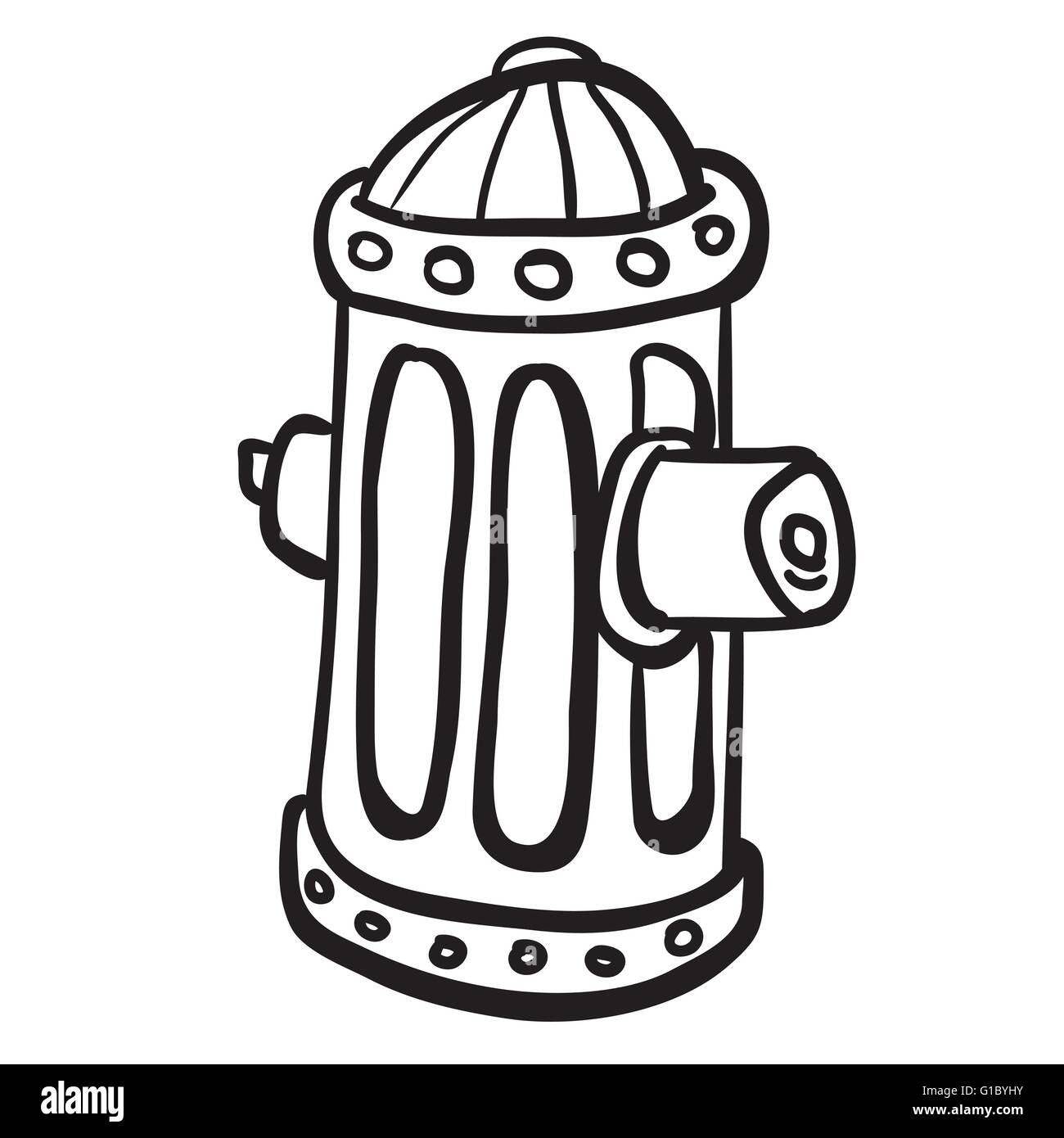 einfache Schwarz-weiß Hydranten cartoon Stock Vektor