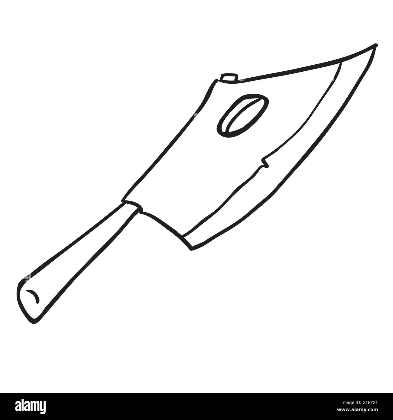 einfache schwarze und weiße Fleisch Chopper cartoon Stock Vektor