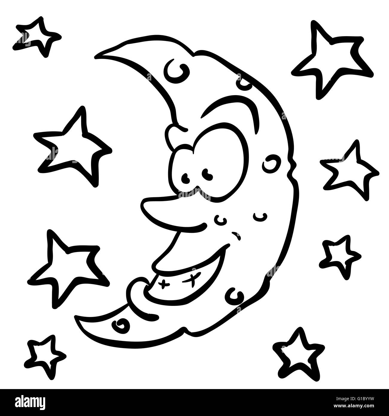 einfache Schwarz-weiß Mond cartoon Stock Vektor