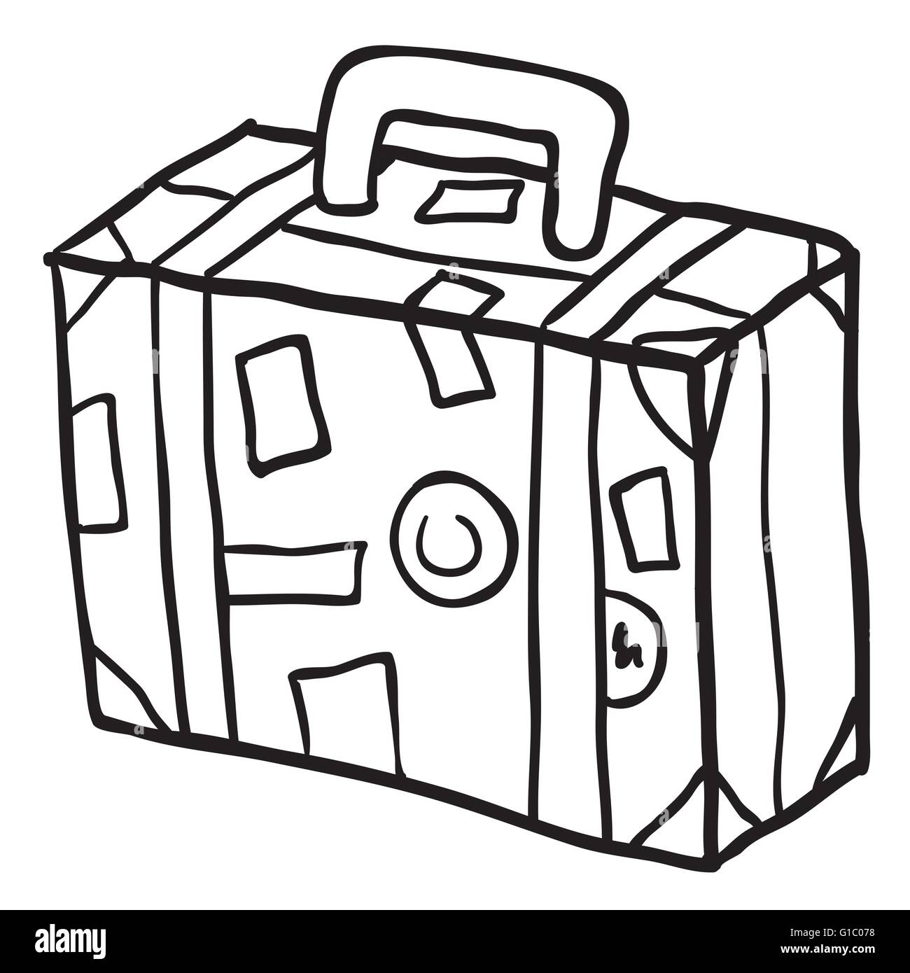 einfache Schwarz-weiß Reise Koffer Cartoon doodle Stock-Vektorgrafik - Alamy
