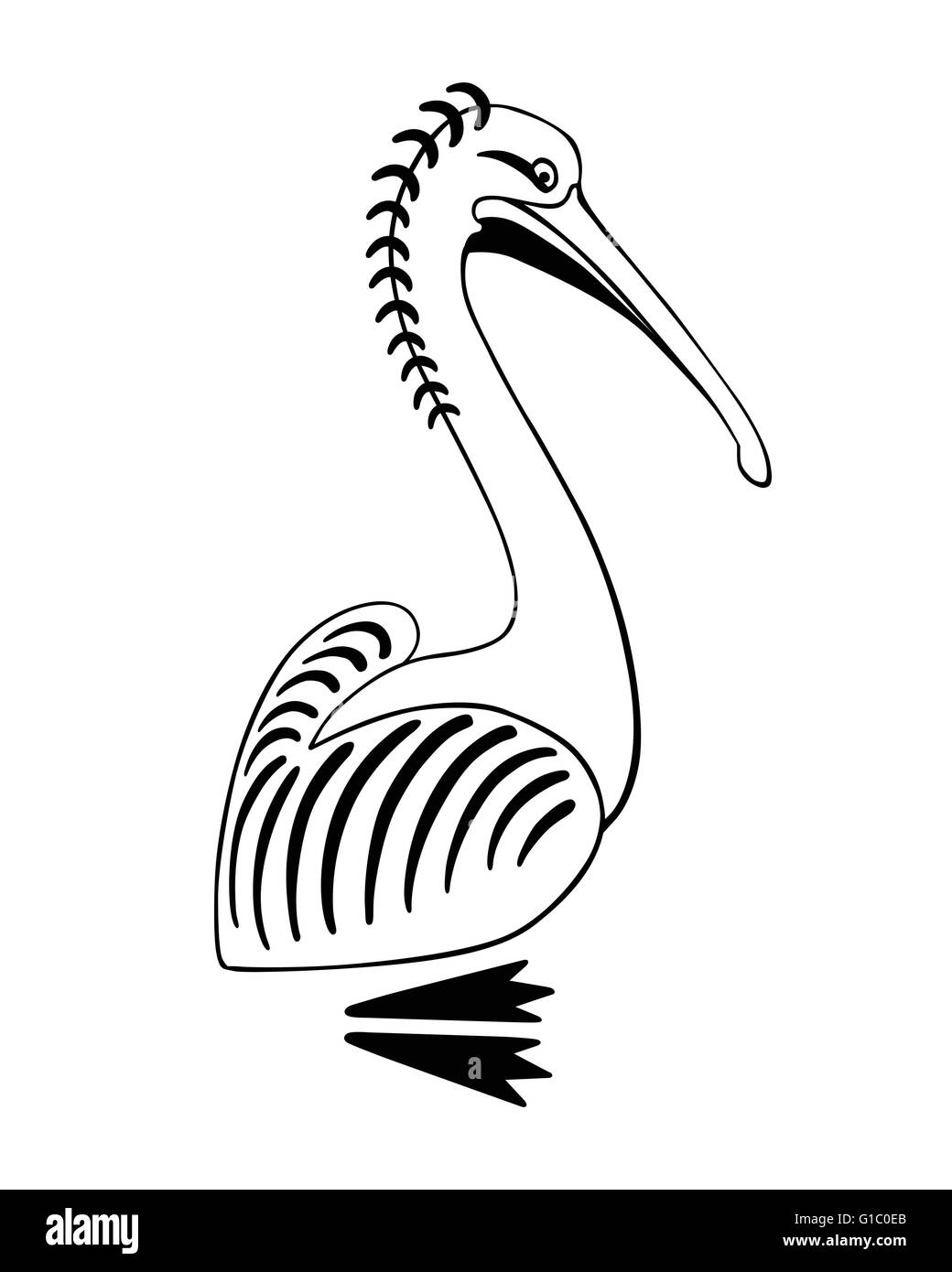 Pelikan Vogel, Vektor-Illustration, Zeichen.  Logo. flache Bauweise, Hand zeichnen Stock Vektor