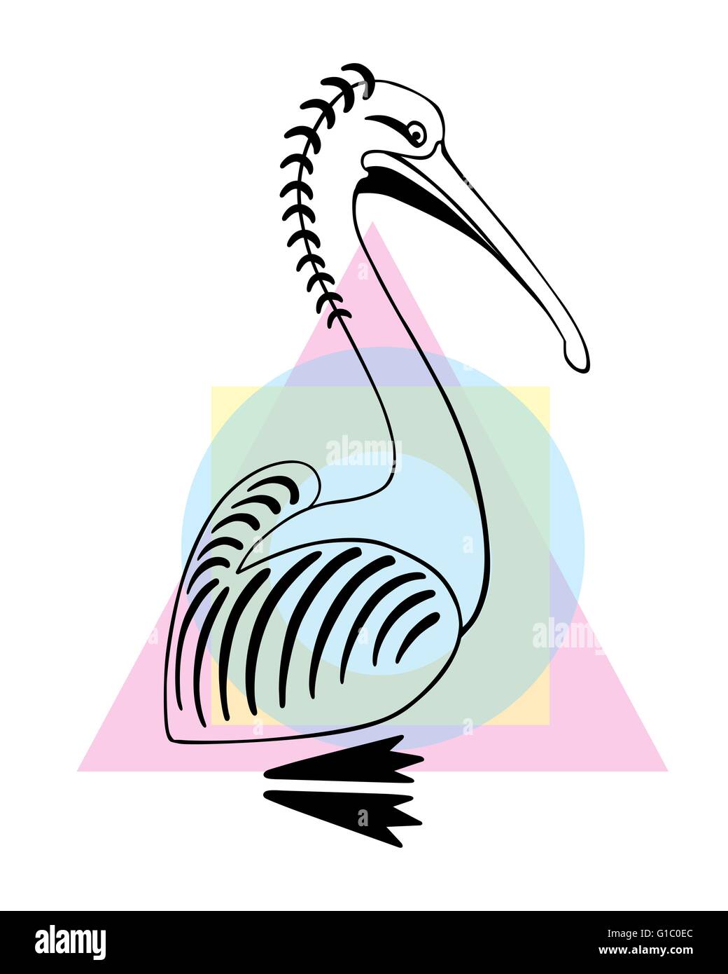 Pelikan Vogel, Vektor-Illustration, Zeichen.  Logo. flache Bauweise, Hand zeichnen Stock Vektor