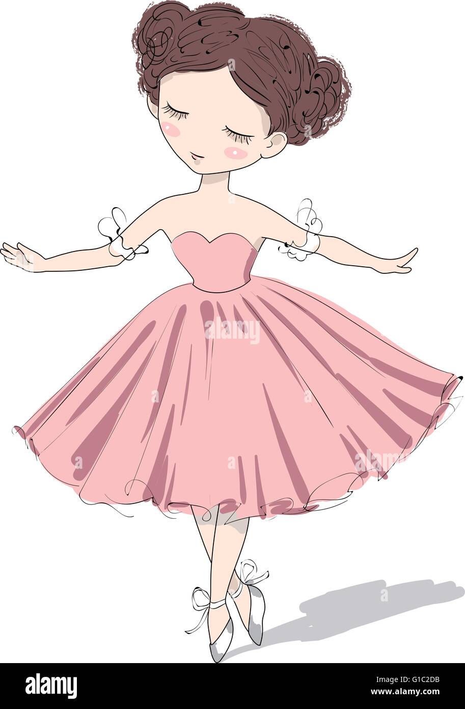 Süße Ballerina Mädchen. Vektor-Illustration von einem romantischen schönen Mädchen. Stock Vektor