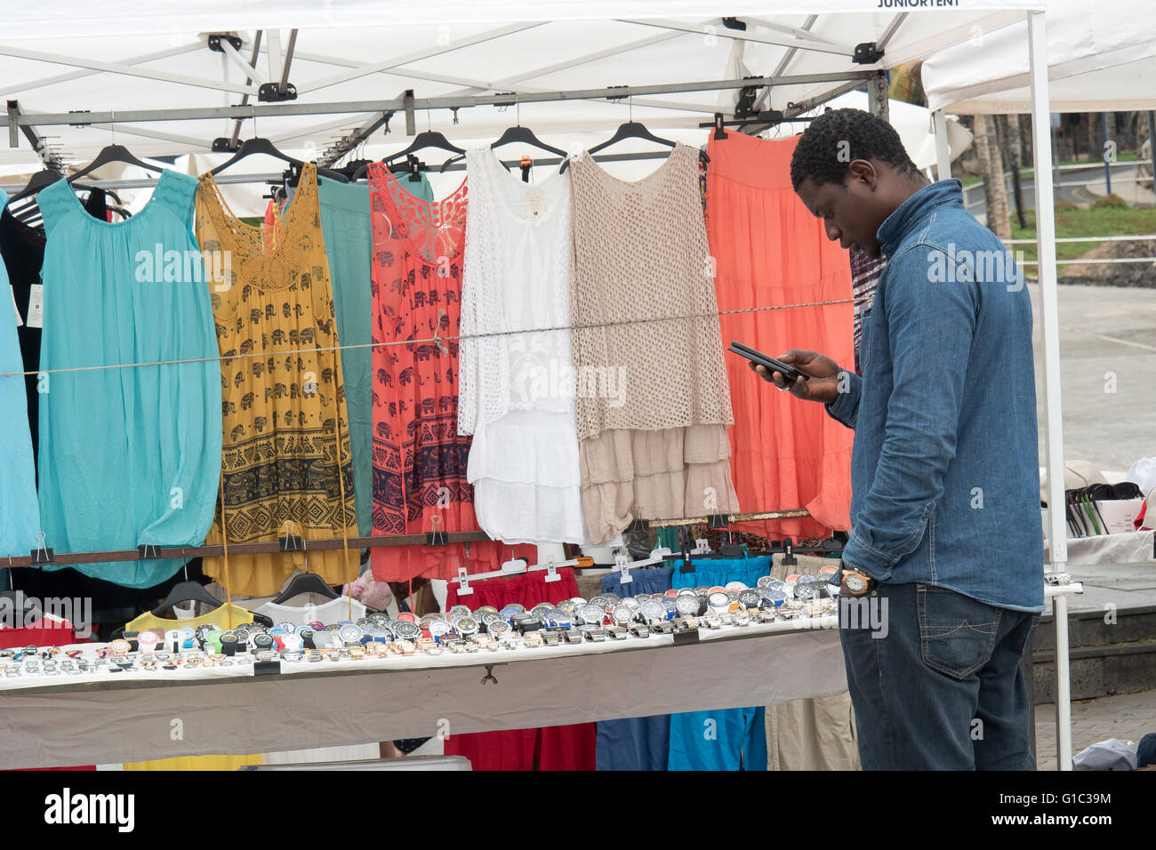 Freitagsmarkt, Peurto del Carmen, Lanzarote, Kanarische Inseln, Spanien Stockfoto