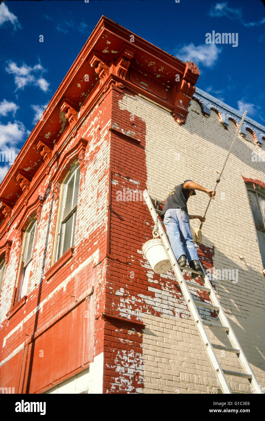 Malerei von historischen Backsteingebäude in Pittsfield, Illinois.POV © Myrleen Pearson Stockfoto