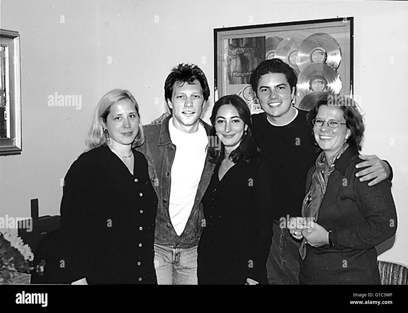 Hauptdarsteller, die (Promotiontour) / Christine Richman / Jon Bon Jovi / Pam Rosenberg / Lance Volland / Sabine Längsfeld | Namen v.l.n.r.: Richman, Christine (Bon Jovi Management) / Jon Bon Jovi / Pam Rosenberg (Mercury Records) / Lance Volland (Rogers & Cowan) / Sabine L Stockfoto