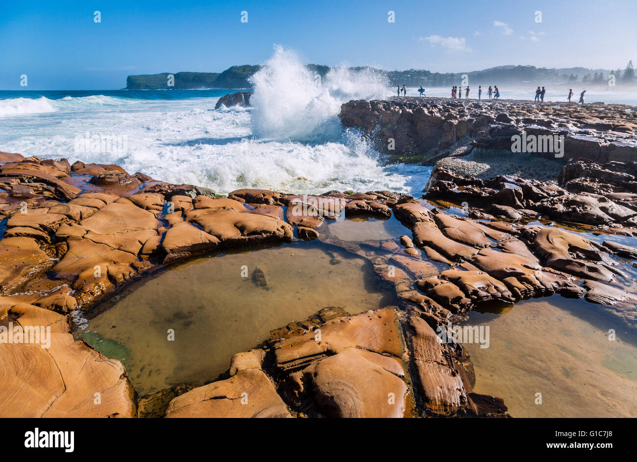 Australien, New South Wales, Central Coast, stampfenden Brandung am North Avoca Stockfoto