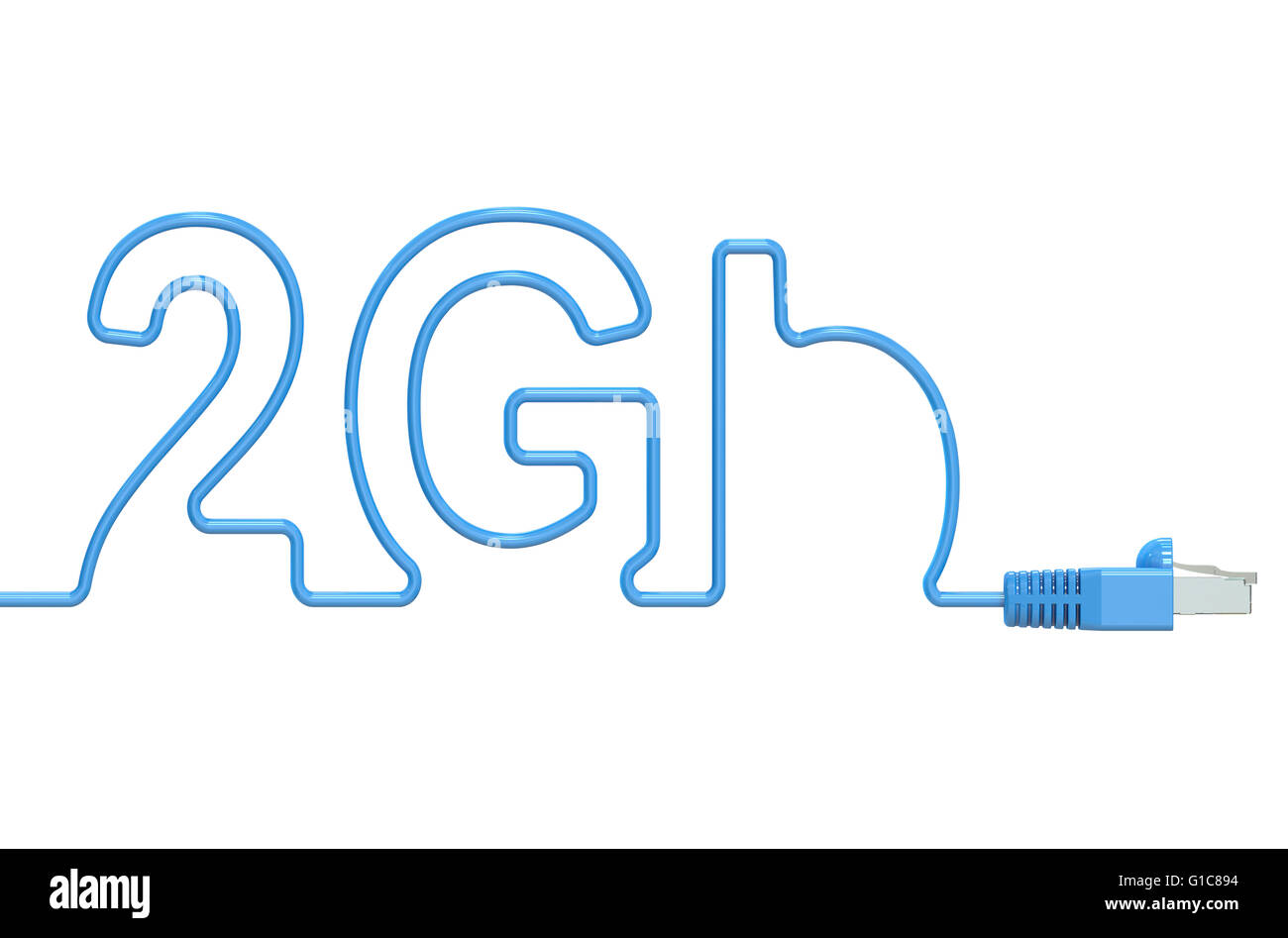 2 Gb Internet-Konzept, Netzwerk-Kabel vom Computer. 3D-Rendering Stockfoto