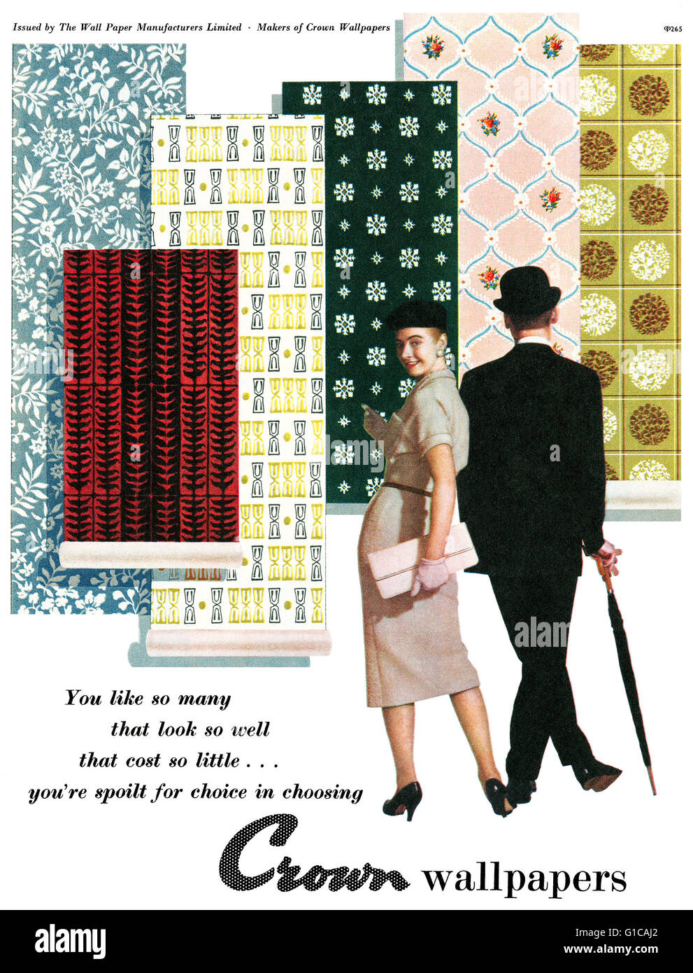 1956-Krone Tapeten-Werbung Stockfoto