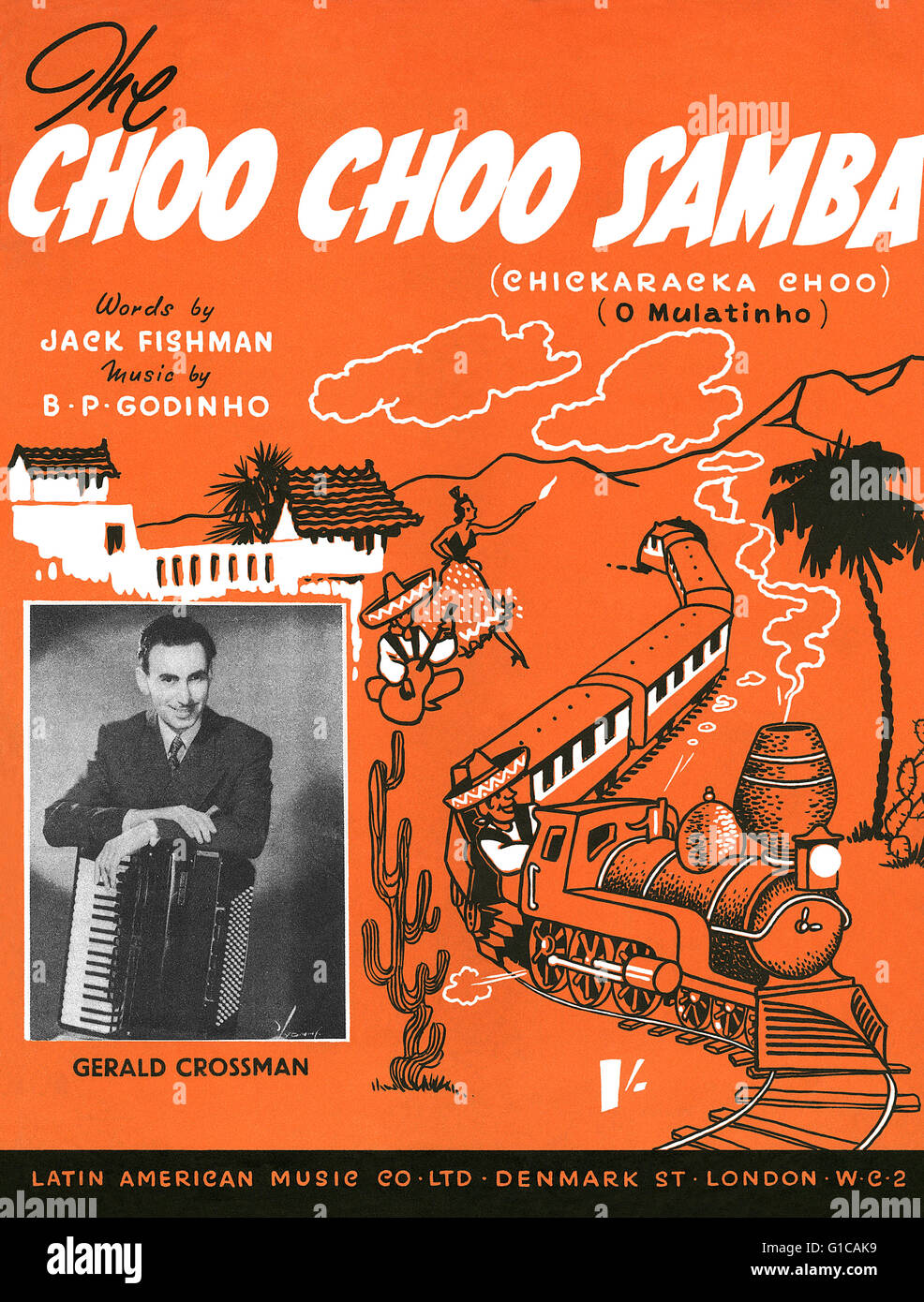 UK-Noten für die Choo Choo Samba (Chickaracka Choo) von Jack Fishman und B. P. Godinho. Ursprünglich veröffentlicht im Jahre 1927, ist dieses Thema von ca. 1951. Stockfoto