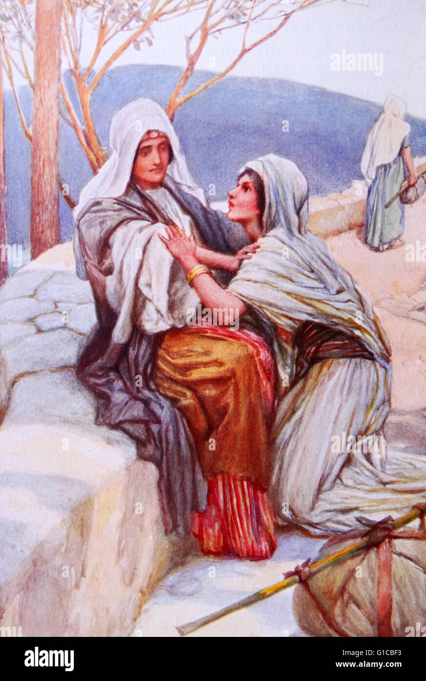 Gemalde Ruth Und Naomi Ruth War Eine Moabitess In Der Hebraischen Familie Von Elimelech Und Naomi Den Sie Kennengelernt Als Sie Bethlehem Links Und Zog Nach Moab Aufgrund Einer Hungersnot Verheiratet Stockfotografie