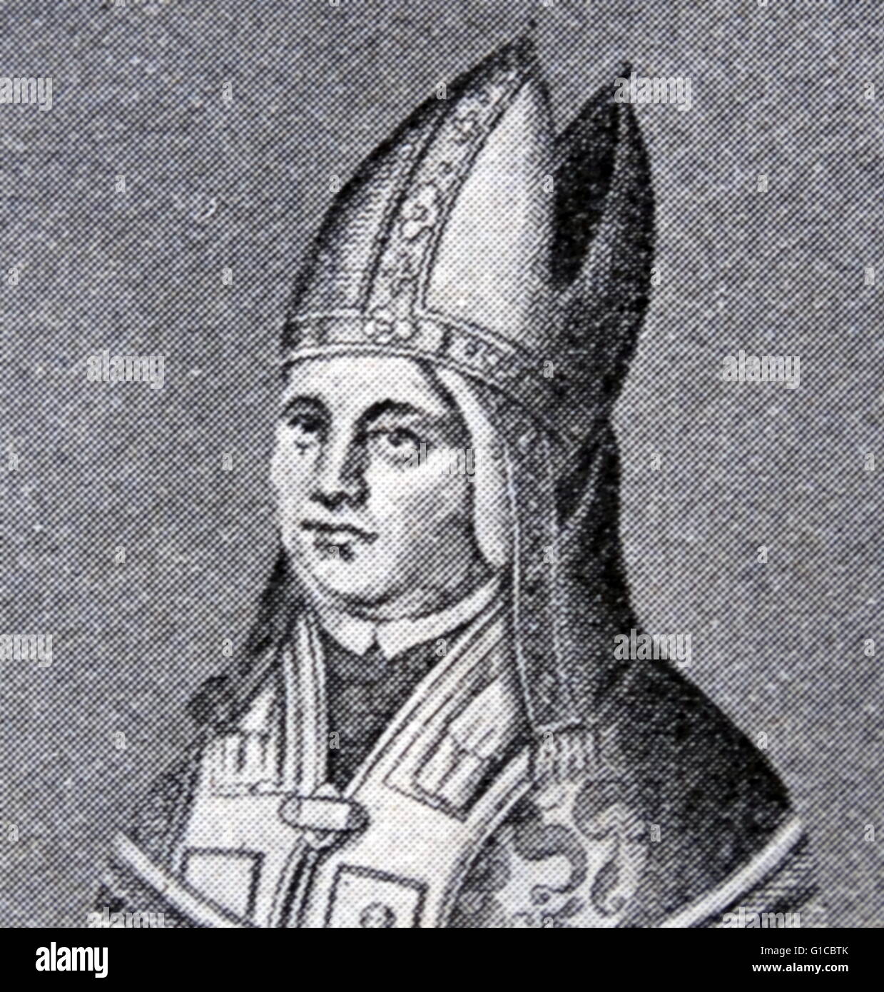 Porträt von Papst Sylvester II. (946-1003) ursprünglich bekannt als Gerbert von Aurillac, er war ein produktiver Gelehrter und Lehrer. Vom 10. Jahrhundert Stockfoto