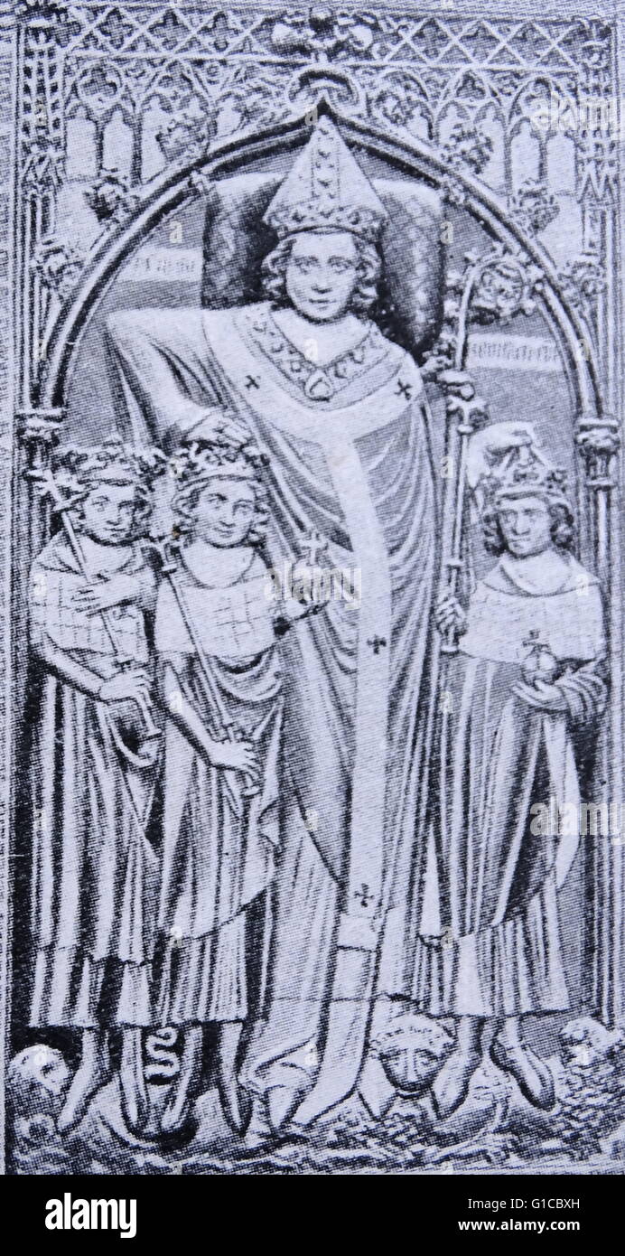 Abbildung des Grabes von Peter von Aspelt, Erzbischof von Mainz, eine einflussreiche politische Figur der Periode. Er brachte das Erzbistum auf dem Höhepunkt der macht. Vom 14. Jahrhundert Stockfoto