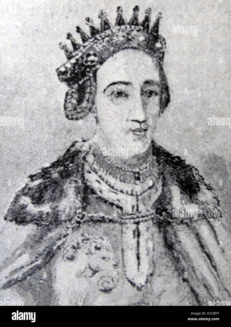 Porträt von Margaret i. (1353-1412) Königin von Dänemark, Norwegen und Schweden und Gründer von der Kalmarer Union. Vom 14. Jahrhundert Stockfoto