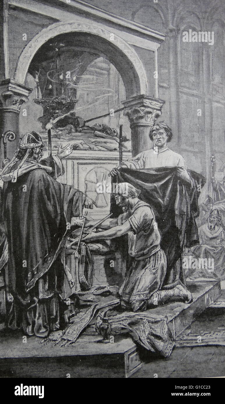 Gravur mit dem Titel 'Die Disposition von Ludwigs des frommen' König von Aquitanien. Stockfoto