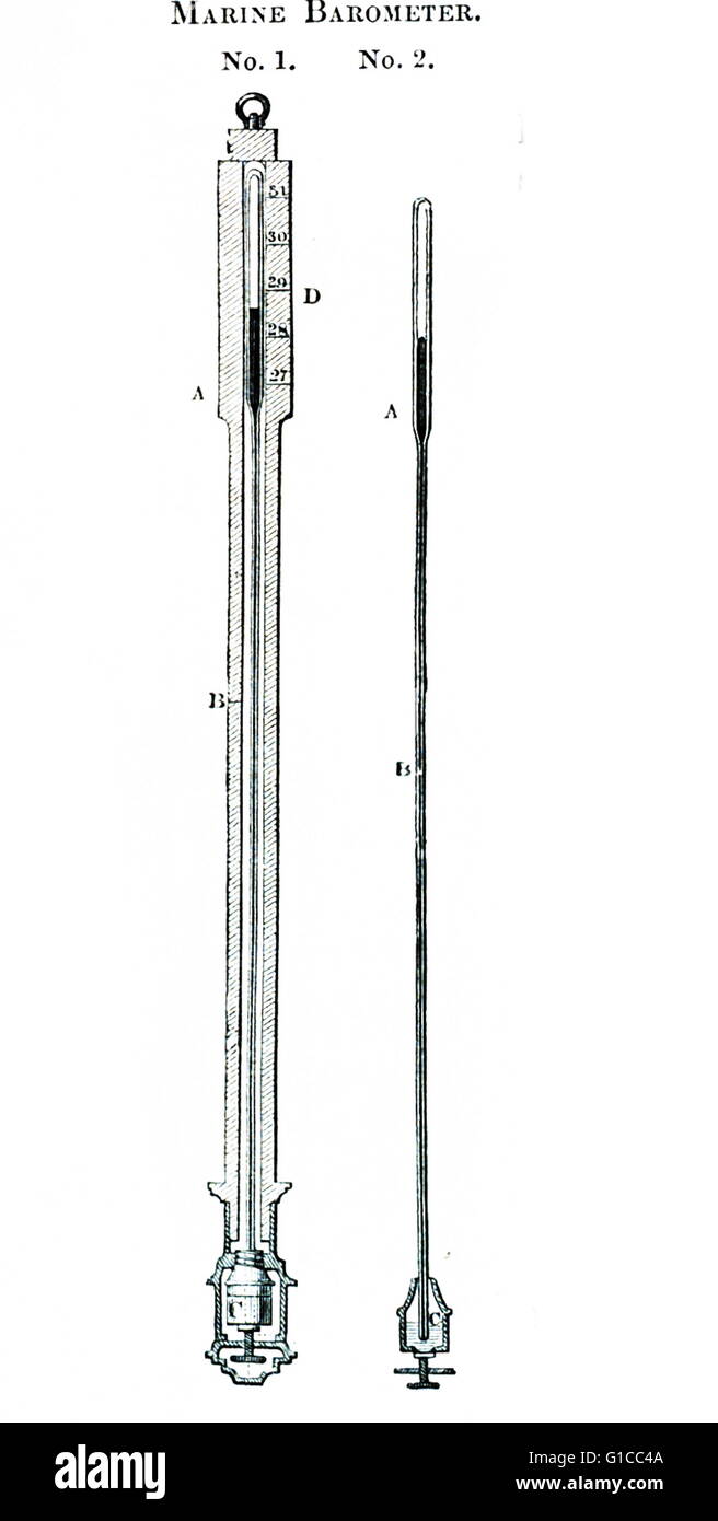Marine-Barometer, s. 10. In: Eine Abhandlung über die aneroid, neu erfundenen tragbares Barometer... von Dent, 1790-1853. Im Jahre 1849 veröffentlicht Stockfoto