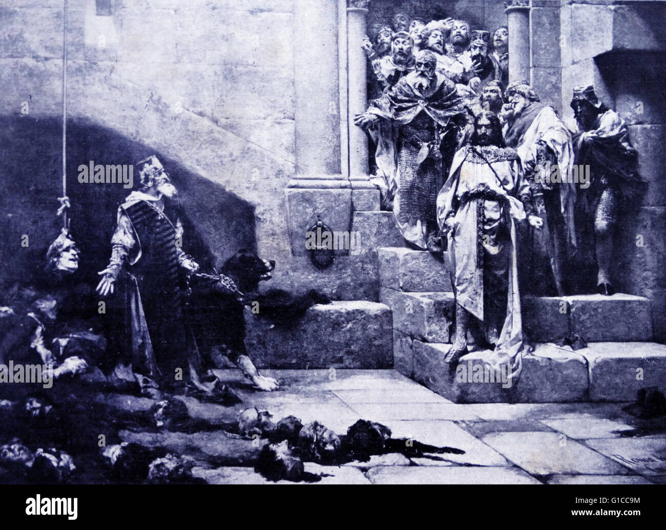 Druck des Gemäldes "die Huesca Bell' spanischen Portrait und Geschichte Malers José Casado del Alisal (1830-1886). Vom 19. Jahrhundert Stockfoto