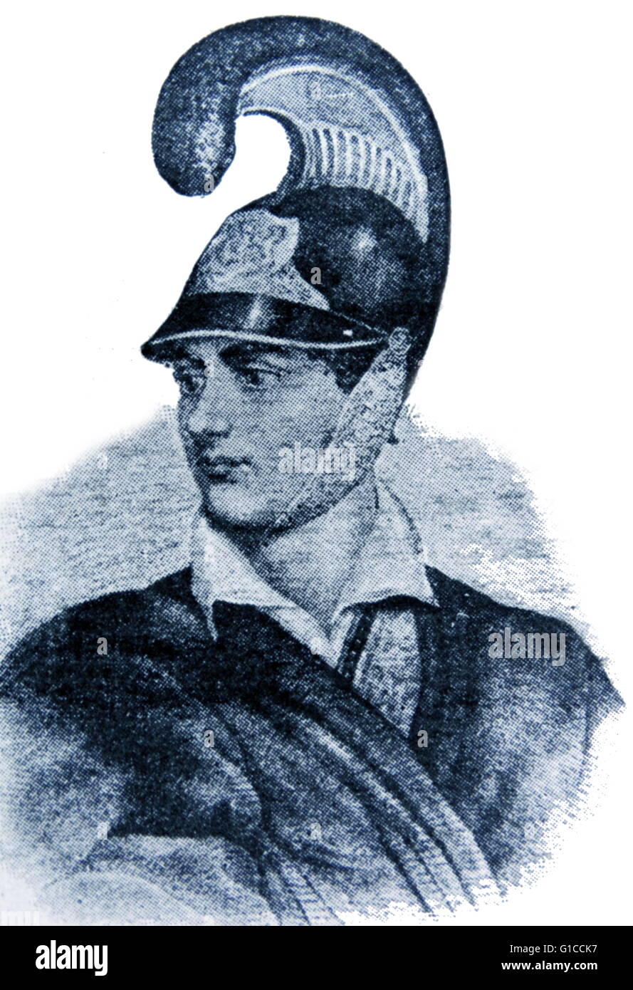 Porträt von George Gordon Byron (1788-1824) Abbildung ein englischer Dichter und einer der führenden in der romantischen Bewegung. Vom 19. Jahrhundert Stockfoto