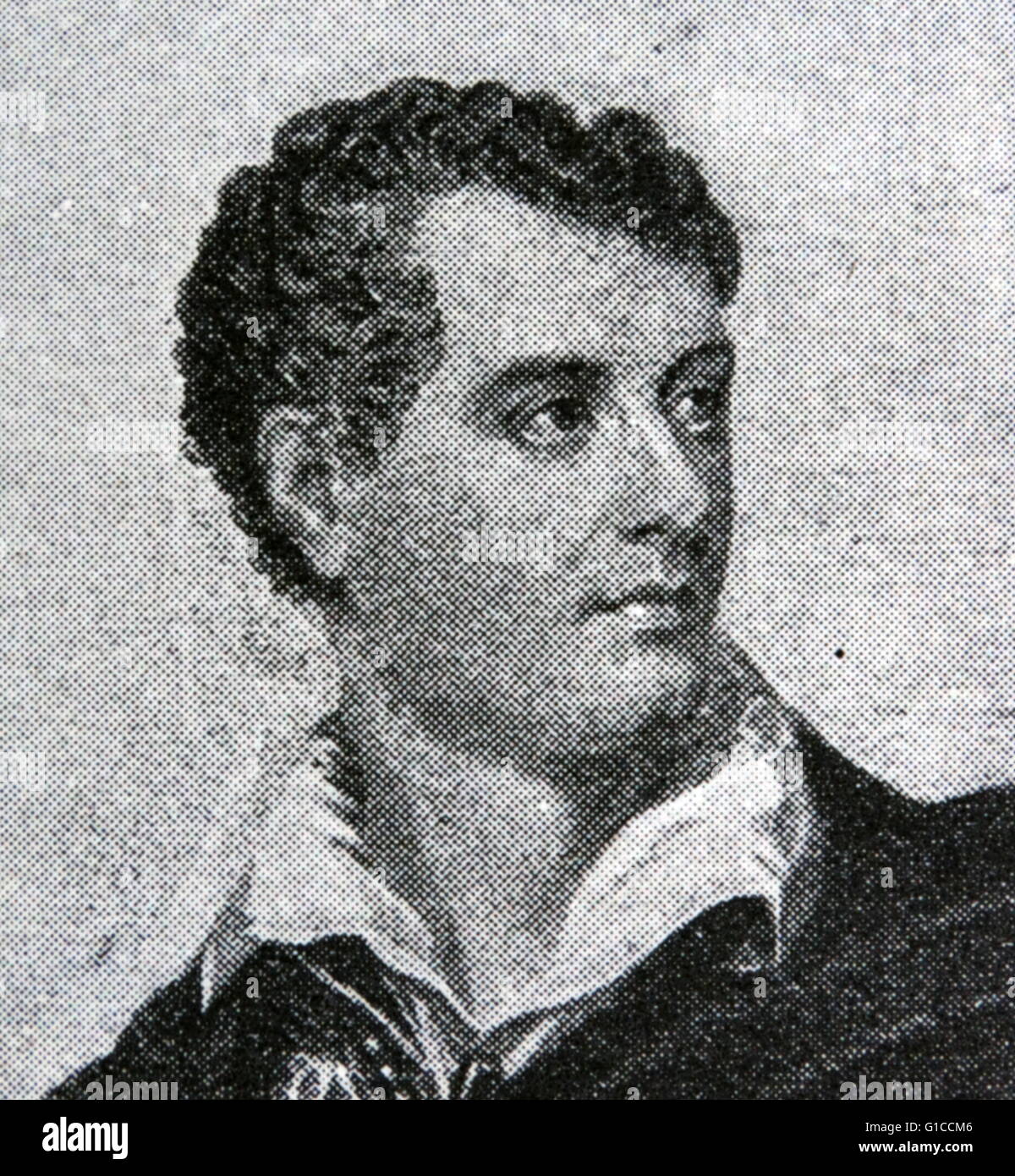 Porträt von George Gordon Byron (1788-1824) Abbildung ein englischer Dichter und einer der führenden in der romantischen Bewegung. Vom 19. Jahrhundert Stockfoto