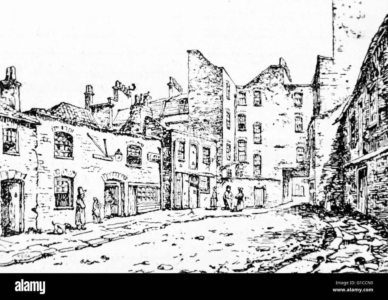 Die Szene der Cato Street Verschwörung, ein Versuch, die Briten zu ermorden Minister und Premierminister Lord Liverpool im Jahre 1820 Stockfoto