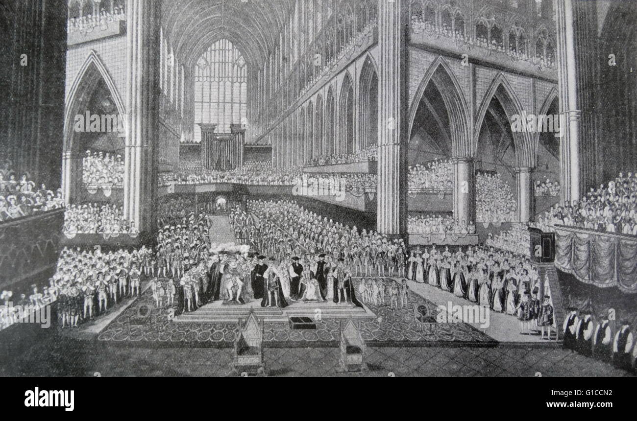Krönung von König Wilhelm IV. und Königin Adelaide in der Westminster Abbey Stockfoto