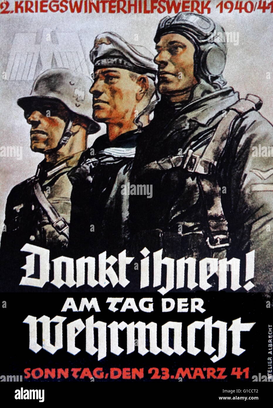 1940 Ww2 Nazi Propaganda Poster Mit Einem Deutschen Wermacht Soldaten ...