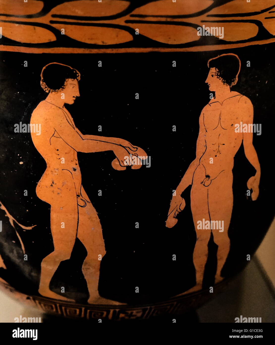 Rot-gemustert Glocke-Krater mit Eos verfolgt Kephalos, und eine zweite Jugend. 430 v. Chr. datiert Stockfoto