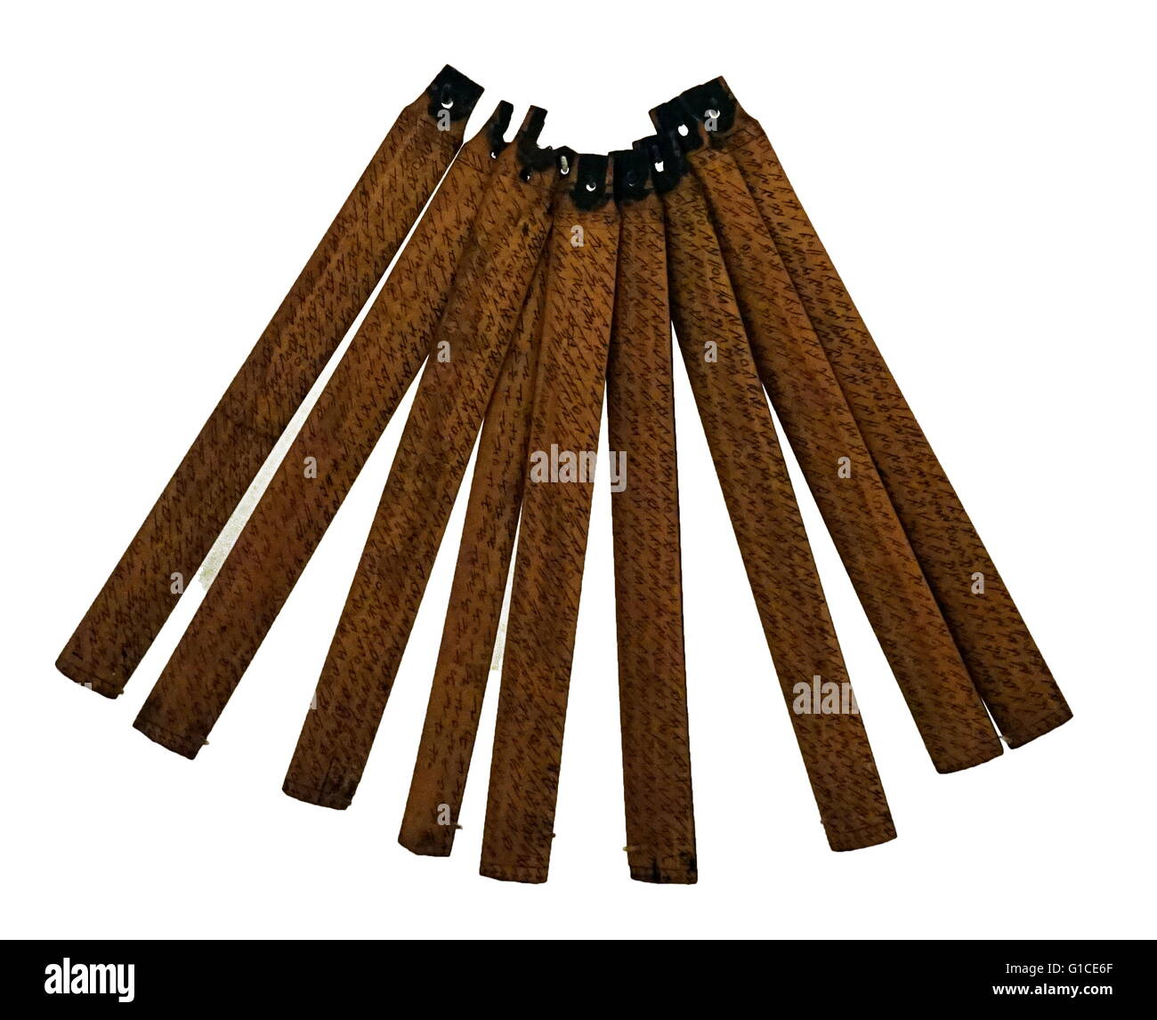 Knochen und Holz Weissagung rutscht aus dem alten China. Stockfoto