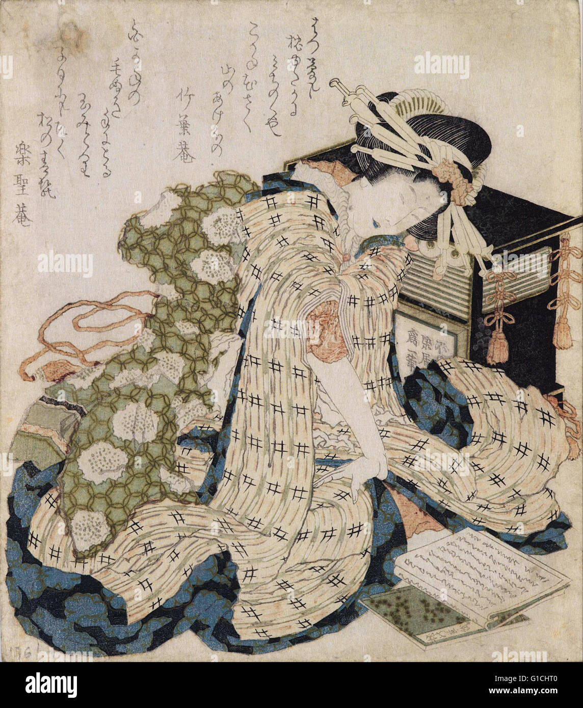 Katsushika Hokusai - Kurtisane eingeschlafen - Museo de Bellas Artes de Bilbao Stockfoto