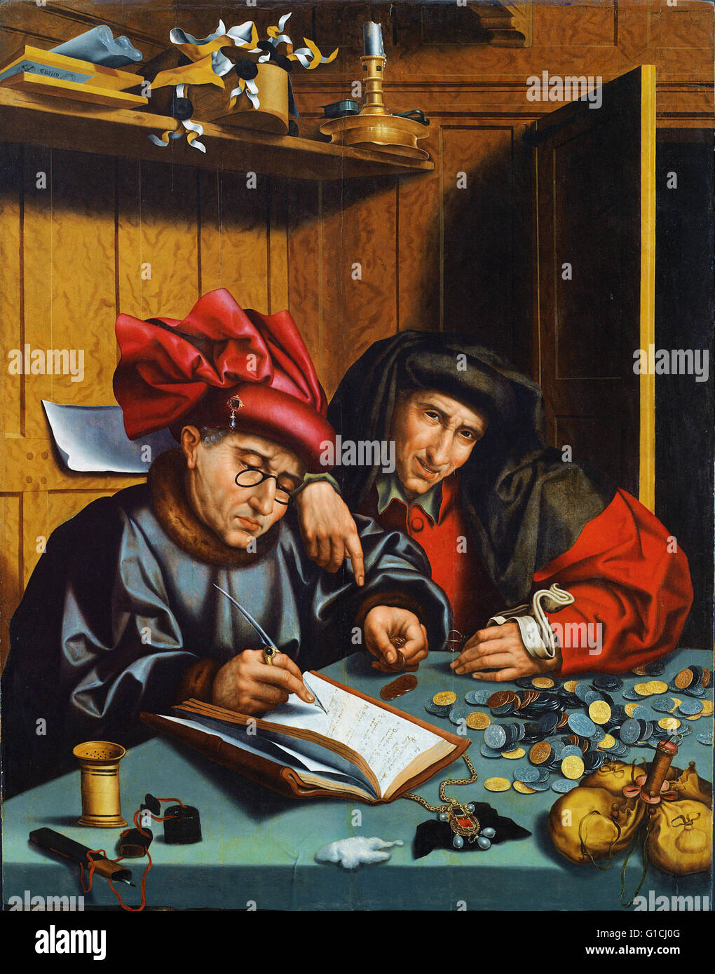 Marinus van Reymerswaele (Anhänger) - The Money Changers - Museo de Bellas Artes de Bilbao Stockfoto