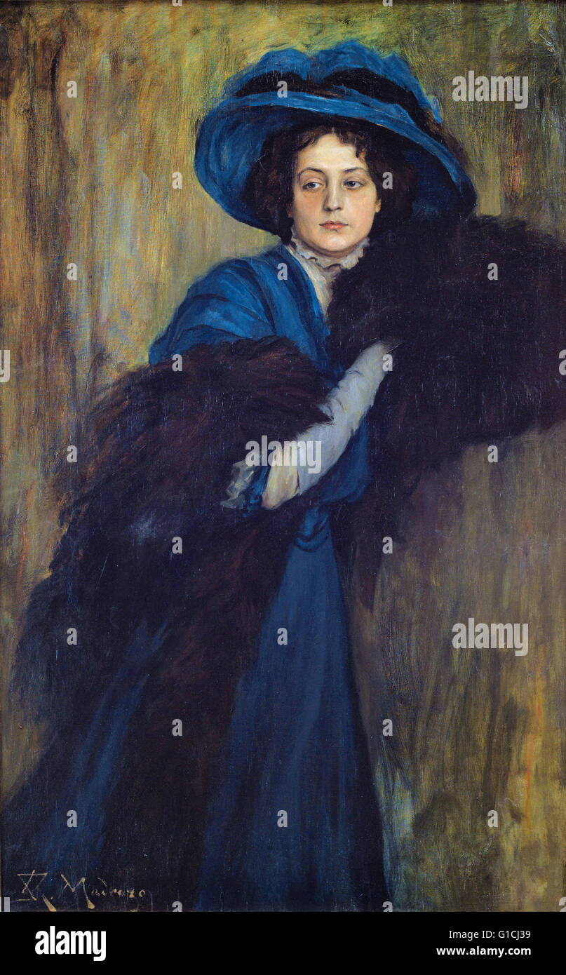 Raimundo de Madrazo - Porträt einer Dame in blau - Museo de Bellas Artes de Bilbao Stockfoto