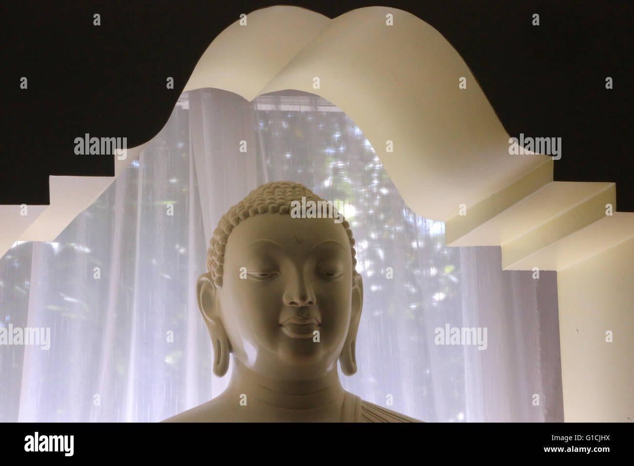 Internationalen buddhistischen Zentrum von Genf. Buddha Shakyamuni-Statue.  Schweiz. Stockfoto