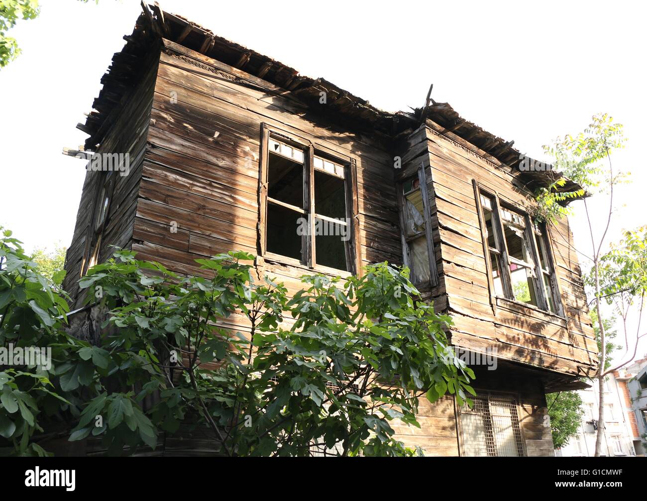 Alte Holzhäuser Istanbul Fener geschützt UNESCO Fener Denkmäler, Παλιά αρχοντικά, Φανάρι Κωνσταντινούπολη Stockfoto
