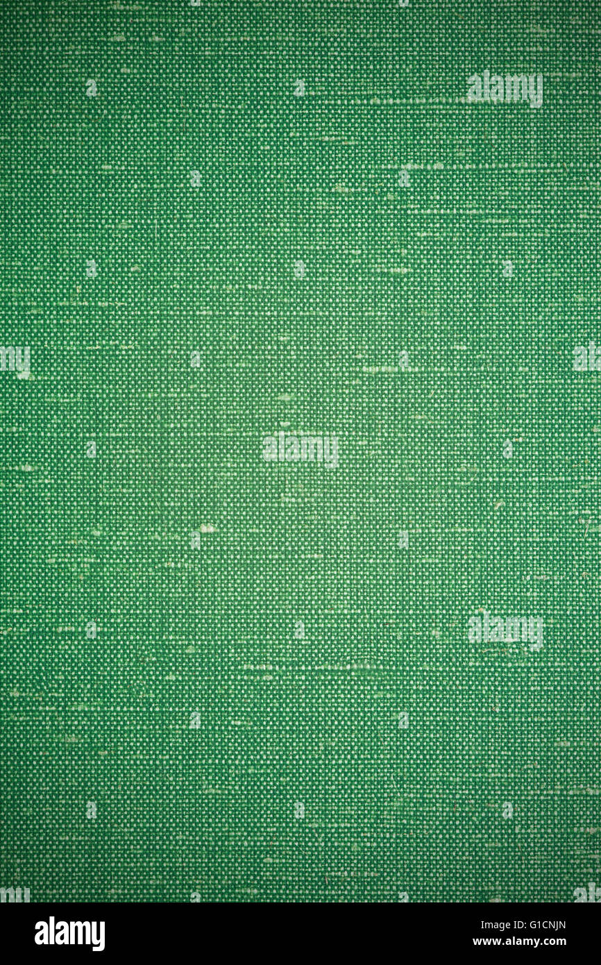 grünes Leinen Hintergrund oder gewebter Stoff Textur Stockfoto