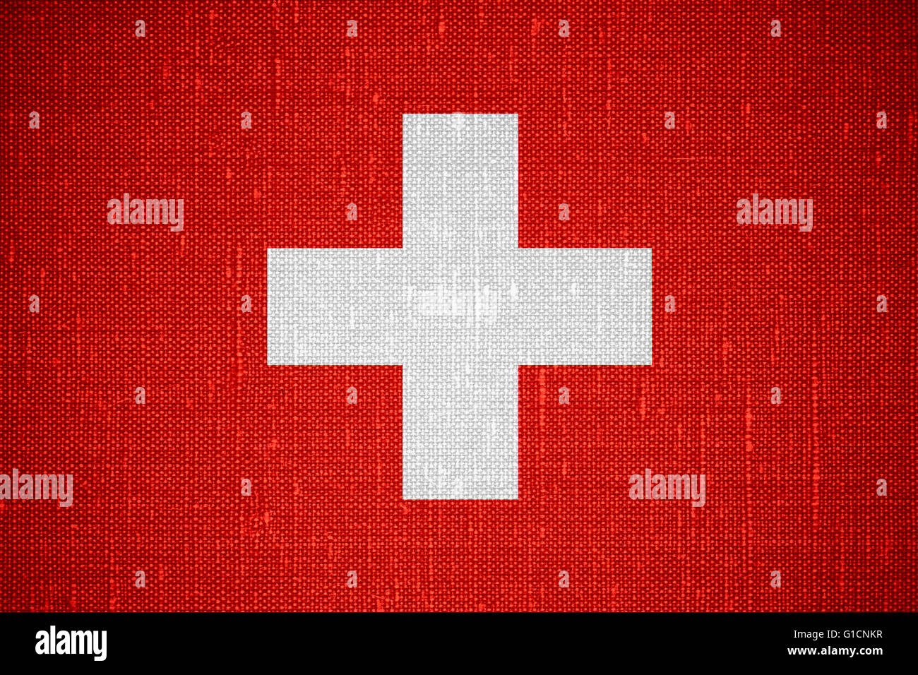 Flagge der Schweiz oder Schweizer Banner auf Cnavas Hintergrund Stockfoto