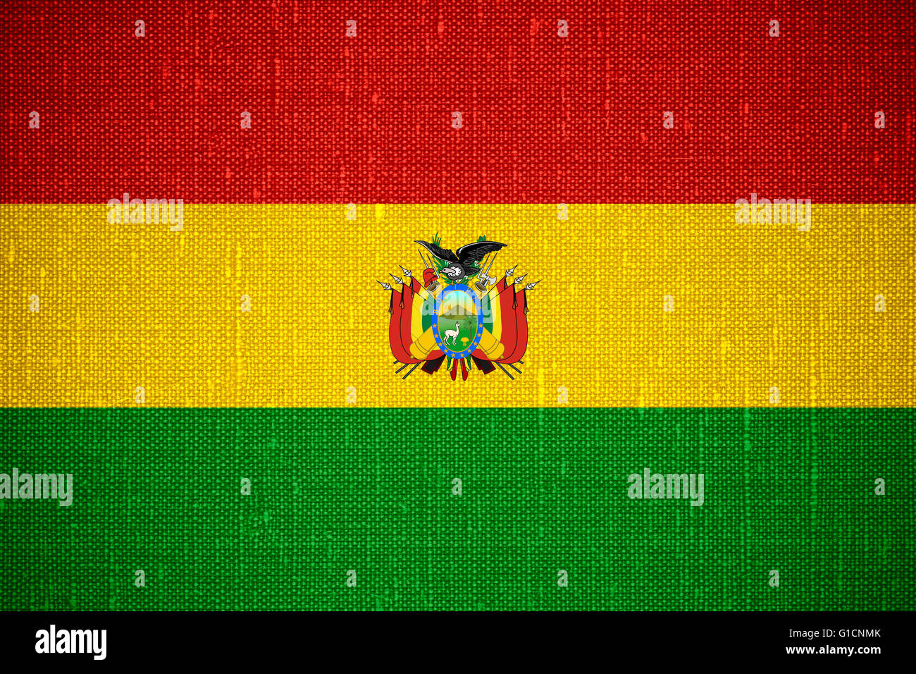 Flagge von Bolivien oder bolivianischen Banner auf Cnavas Hintergrund Stockfoto