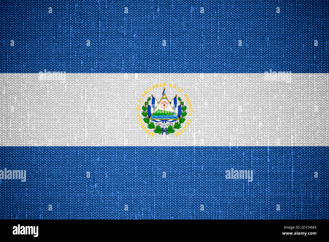 Flagge von El Salvador oder salvadorianischen Banner auf Cnavas Hintergrund Stockfoto